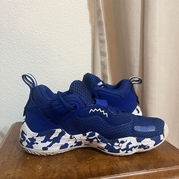 NWOT Adidas D.O.N. Issue 3 Kansas City Jayhawks NCAA Basketball Shoe Blue 5.5 - Picture 6 of 13